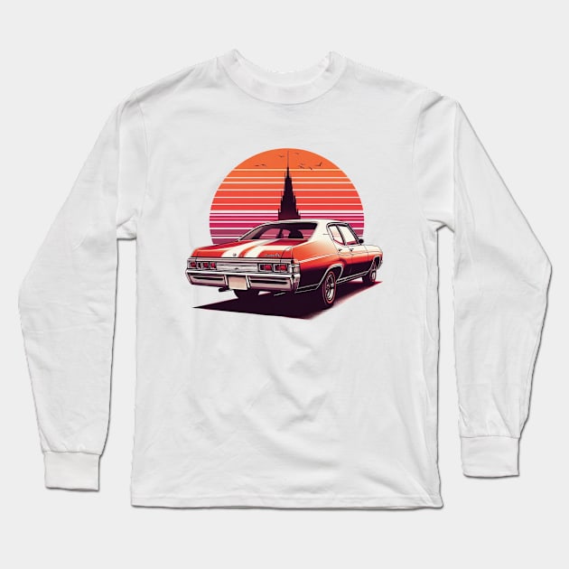 70s Chevrolet Impala Long Sleeve T-Shirt by VintageCarsShop